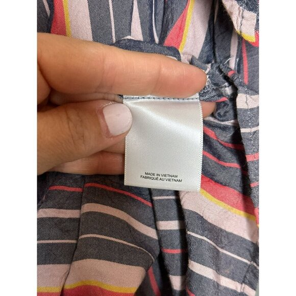 Express Women's Large Striped Off Shoulder Flowy Tie Front Boho Crop Top - Picture 4 of 10